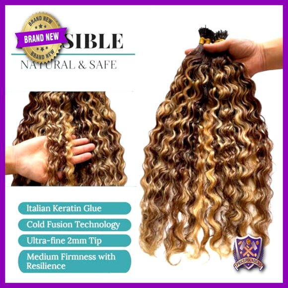 22 Inch Human Hair Extensions Water Wave I Tip 50 Strands Pre Bonded main image 5